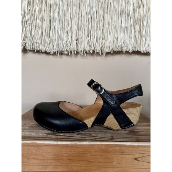 Dansko Tiffiani Black Maryjane Hook&Loop Closure Closed Toe Sandal Clog Size 41 - Picture 5 of 15